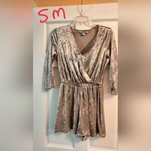 Adam Levine Collection Velvet Wrap Romper - Tan